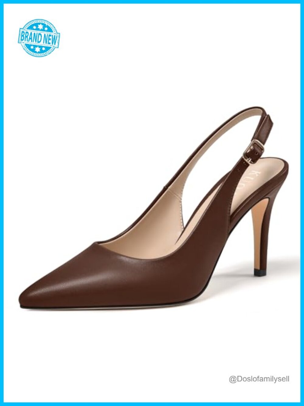 Pointed Toe Slingback Stiletto Heels Faux Leather Pumps